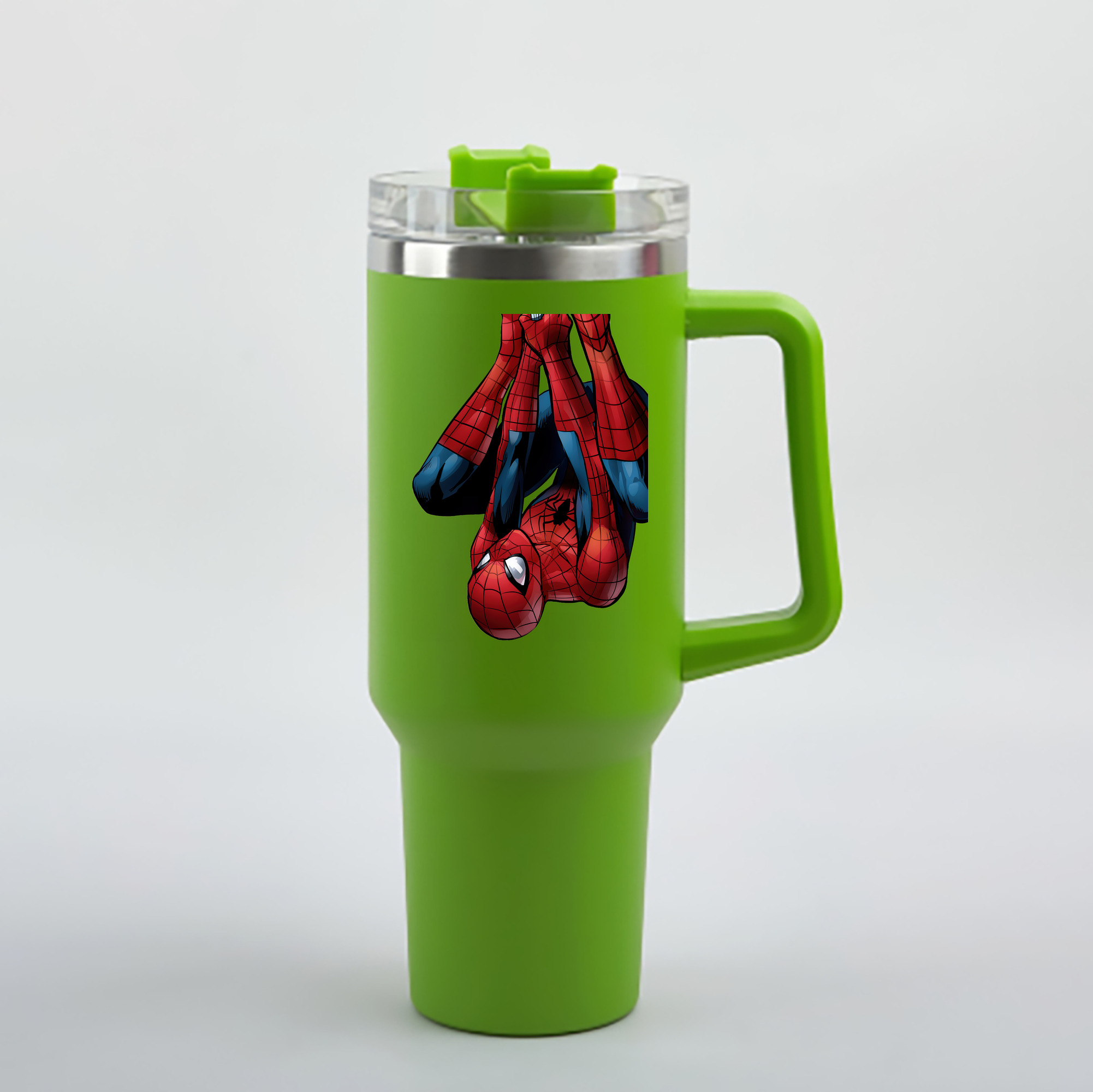 （画像用） Spider Man スパイダーマン 1200mL車用タンブラー - クリスタルステッカー（プラスチックストロー付き）